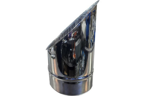 Косой или скошенный участок воздуховода круглого сечения с сеткой