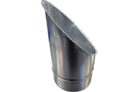 Косой или скошенный участок воздуховода круглого сечения с сеткой